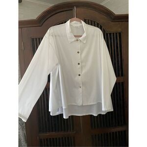 Bryn Walker Blouse Womens Oversized White Button Down Long Sleeve Designer Cotto